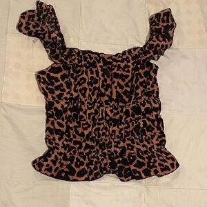 Persaya Leopard Print Ruffle Tank Top